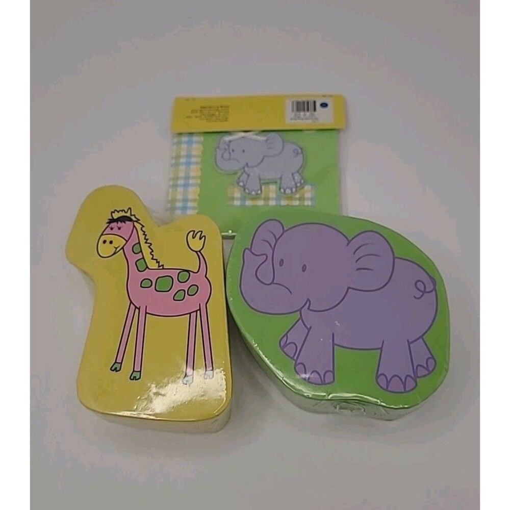 Baby Brag Book  Lot with Safari Elephant and Giraffe Die Cut Boxes New